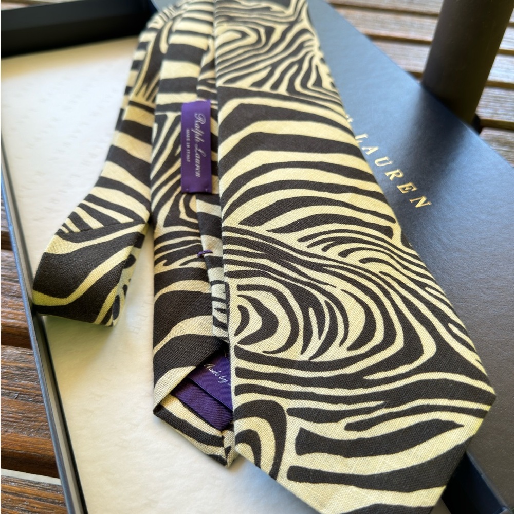 🔥🦓RL SUMMER 26’🔥🆕💯AUTH RALPH LAUREN PURPLE LABEL EXQUISITE ZEBRA🦓DECO MOTIF TIE🦓